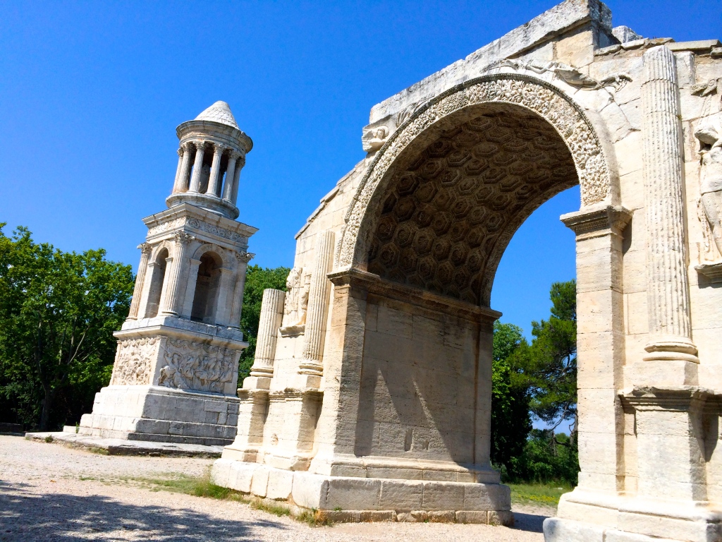 This triumphal arch stood outside the northern gate of Glanum and was a symbol of Roman power. It was built during the reign of Augustus Caesar in approximately 14 AD.
