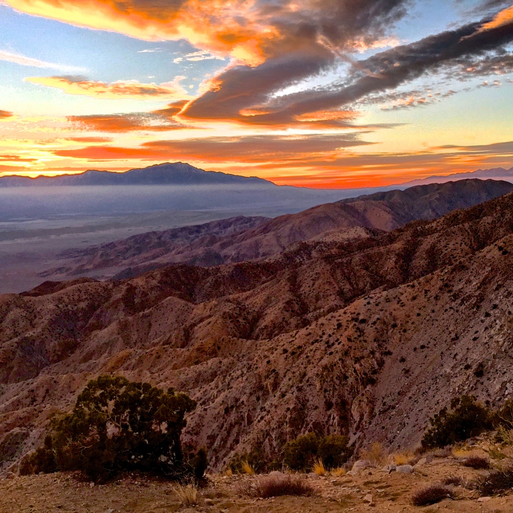 The sunset from Keys View in Joshua Tree National Park 